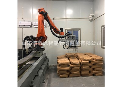 氧化鎂全自動拆垛機(jī) 拆垛機(jī)械手工作現(xiàn)場